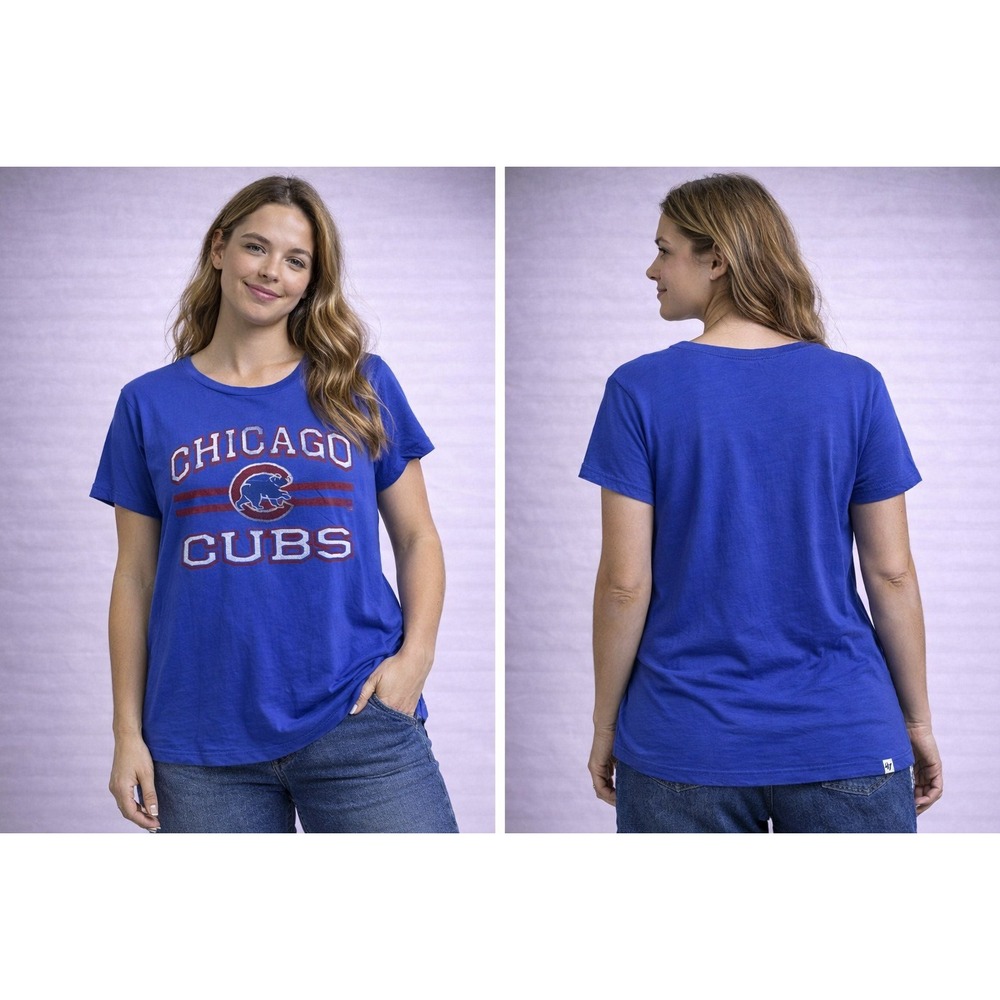 47 Brand Chicago Cubs Women's‎ Graphic T-Shirt Blue XL New With Tags